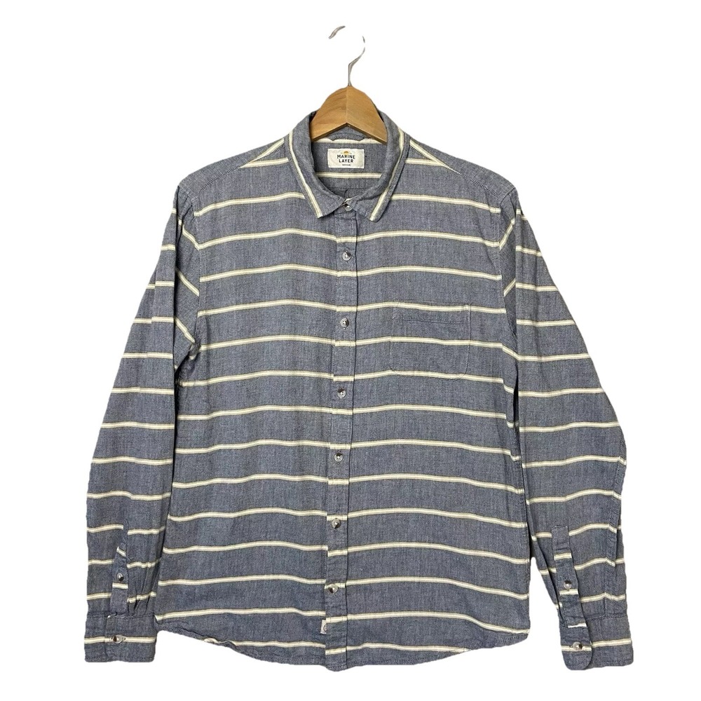 Marine Layer Men's M Liberty Button Up 100% Cotton Striped Soft Sustainable
